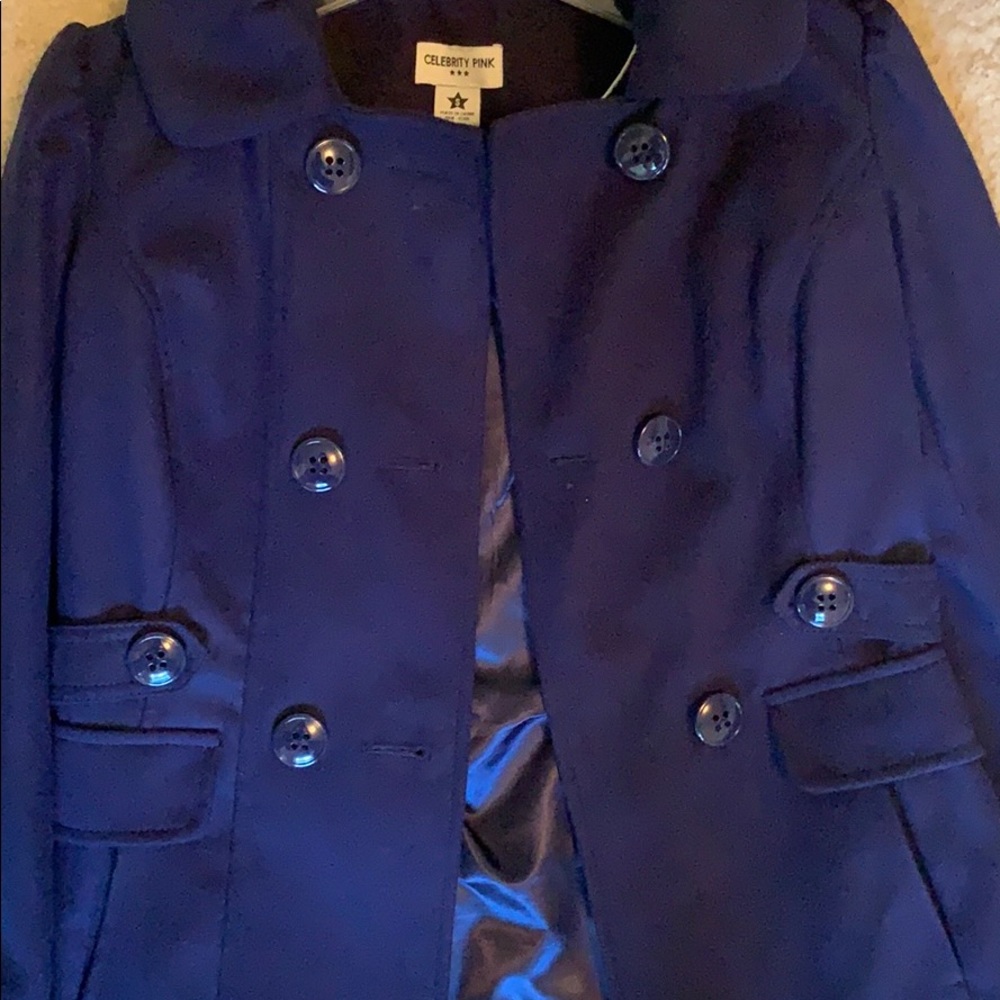 Celebrity Pink navy blue pea coat w/hoodie
